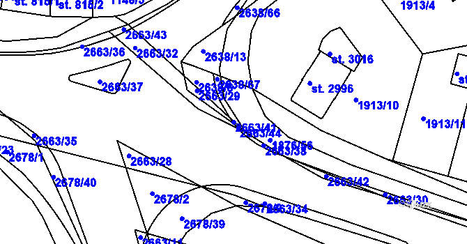 Parcela st. 2663/41 v KÚ Nový Bydžov, Katastrální mapa