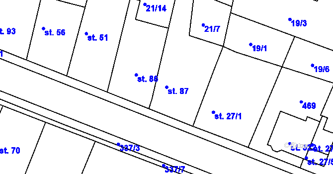 Parcela st. 87 v KÚ Chudonice, Katastrální mapa