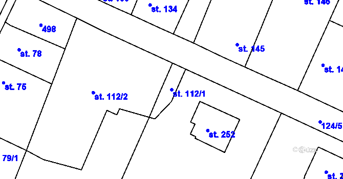 Parcela st. 112/1 v KÚ Chudonice, Katastrální mapa