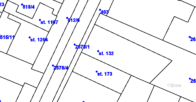 Parcela st. 132 v KÚ Chudonice, Katastrální mapa