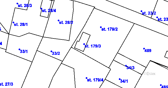 Parcela st. 179/3 v KÚ Chudonice, Katastrální mapa
