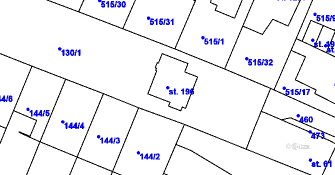 Parcela st. 196 v KÚ Chudonice, Katastrální mapa