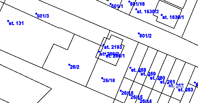 Parcela st. 286/2 v KÚ Chudonice, Katastrální mapa