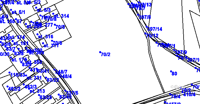 Parcela st. 70/2 v KÚ Chudonice, Katastrální mapa