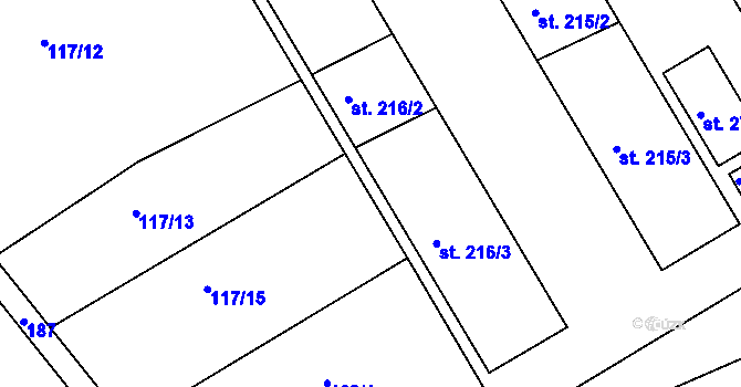 Parcela st. 117/7 v KÚ Chudonice, Katastrální mapa