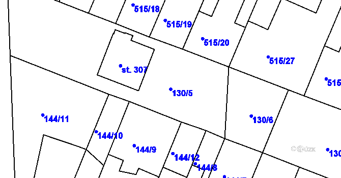 Parcela st. 130/5 v KÚ Chudonice, Katastrální mapa