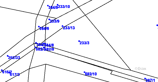 Parcela st. 233/3 v KÚ Chudonice, Katastrální mapa