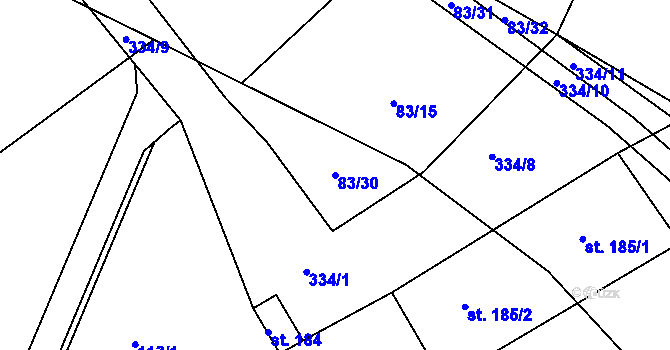 Parcela st. 83/30 v KÚ Chudonice, Katastrální mapa
