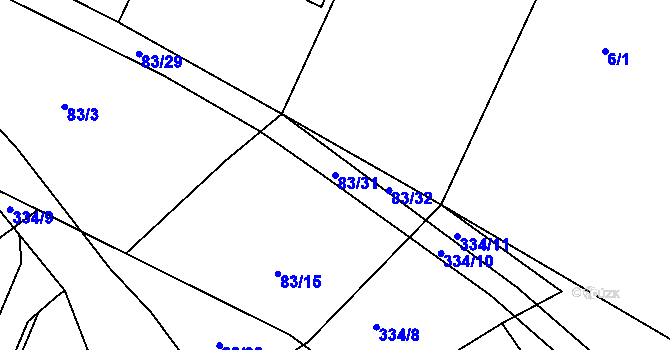 Parcela st. 83/31 v KÚ Chudonice, Katastrální mapa