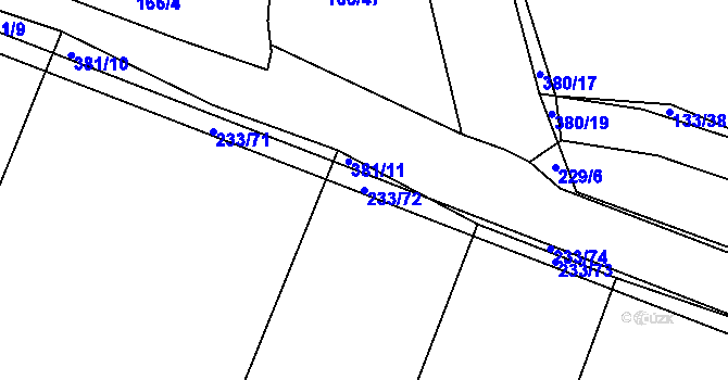 Parcela st. 233/72 v KÚ Chudonice, Katastrální mapa