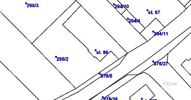 Parcela st. 86 v KÚ Zábědov, Katastrální mapa