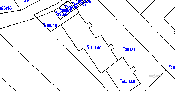 Parcela st. 149 v KÚ Zábědov, Katastrální mapa