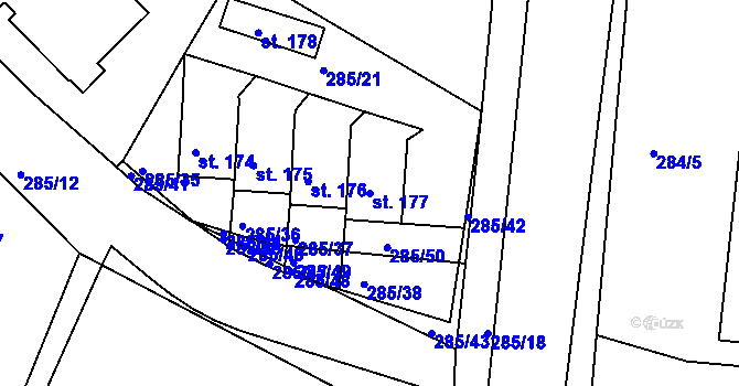 Parcela st. 177 v KÚ Zábědov, Katastrální mapa