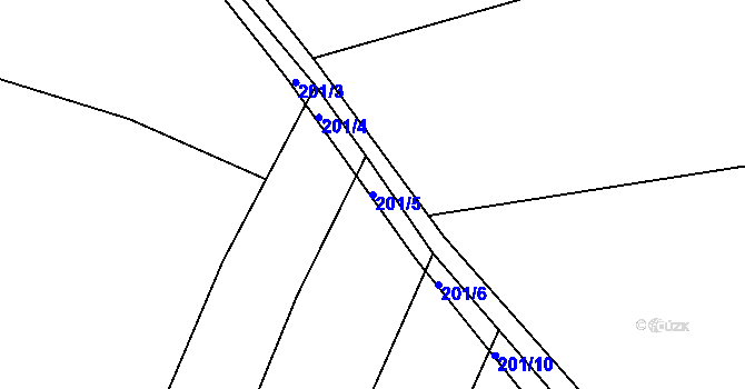 Parcela st. 201/5 v KÚ Zábědov, Katastrální mapa