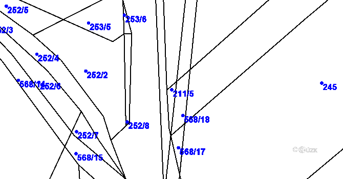 Parcela st. 211/5 v KÚ Zábědov, Katastrální mapa