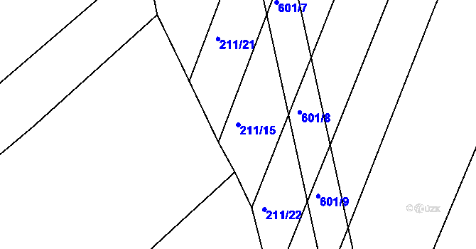 Parcela st. 211/15 v KÚ Zábědov, Katastrální mapa