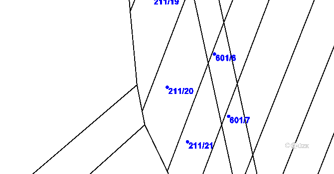 Parcela st. 211/20 v KÚ Zábědov, Katastrální mapa