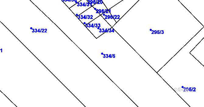 Parcela st. 334/5 v KÚ Zábědov, Katastrální mapa