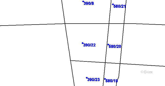 Parcela st. 390/22 v KÚ Zábědov, Katastrální mapa