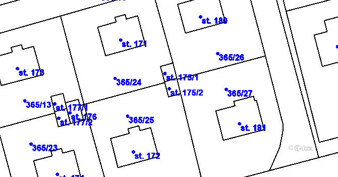 Parcela st. 175/2 v KÚ Nový Dům, Katastrální mapa