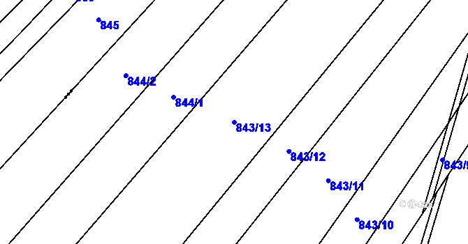 Parcela st. 843/13 v KÚ Nový Dvůr u Oskořínka, Katastrální mapa