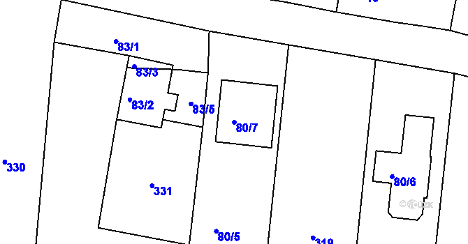 Parcela st. 80/7 v KÚ Nový Dvůr u Opavy, Katastrální mapa