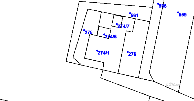 Parcela st. 274/1 v KÚ Nový Dvůr u Opavy, Katastrální mapa