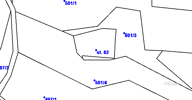 Parcela st. 62 v KÚ Dlouhé, Katastrální mapa
