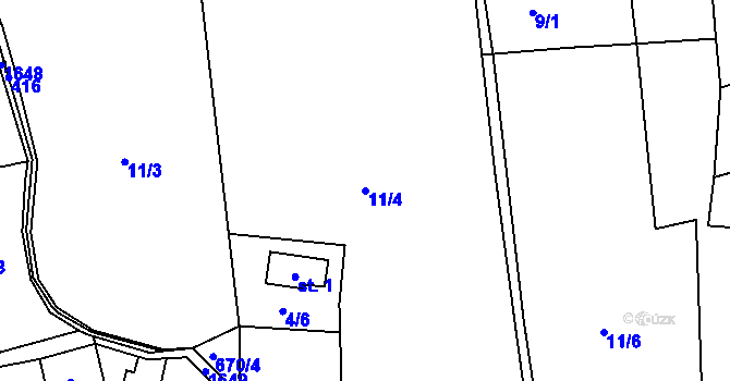 Parcela st. 11/4 v KÚ Dlouhé, Katastrální mapa