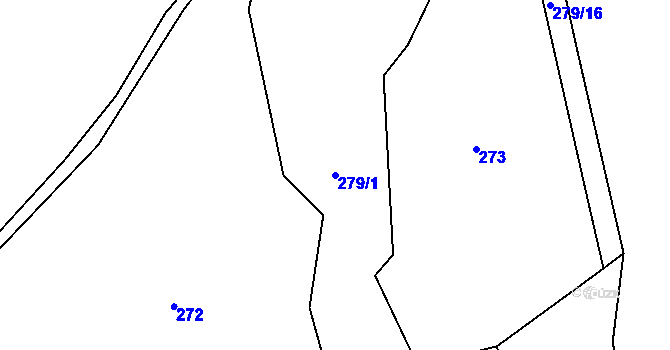 Parcela st. 279/1 v KÚ Dlouhé, Katastrální mapa