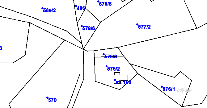 Parcela st. 576/3 v KÚ Dlouhé, Katastrální mapa