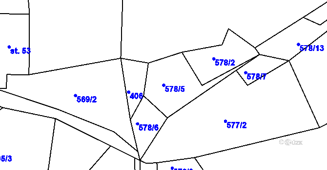 Parcela st. 578/5 v KÚ Dlouhé, Katastrální mapa