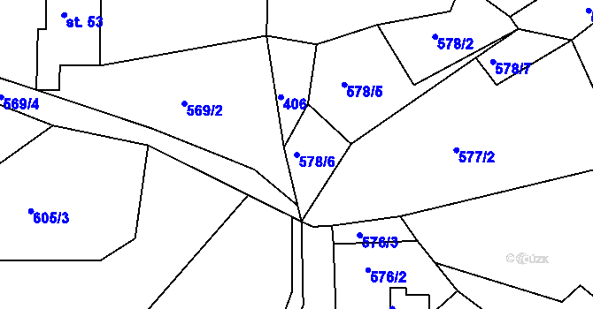 Parcela st. 578/6 v KÚ Dlouhé, Katastrální mapa