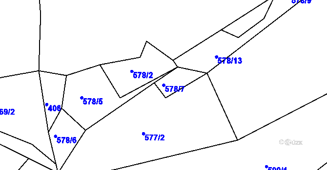 Parcela st. 578/7 v KÚ Dlouhé, Katastrální mapa