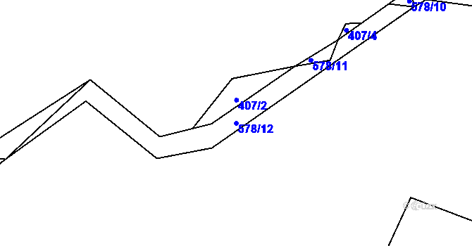 Parcela st. 578/12 v KÚ Dlouhé, Katastrální mapa