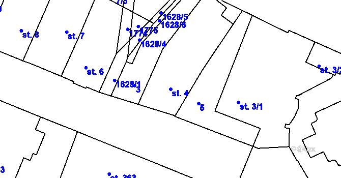 Parcela st. 4 v KÚ Nový Hrádek, Katastrální mapa