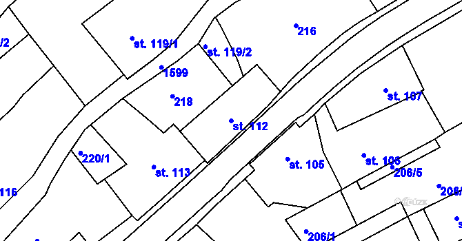 Parcela st. 112 v KÚ Nový Hrádek, Katastrální mapa