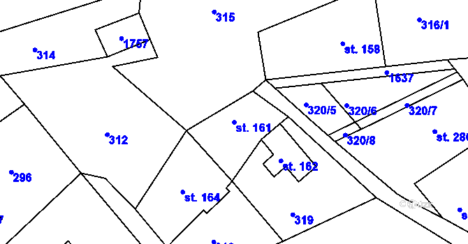 Parcela st. 161 v KÚ Nový Hrádek, Katastrální mapa