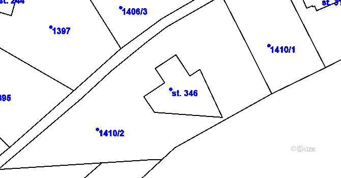 Parcela st. 346 v KÚ Nový Hrádek, Katastrální mapa