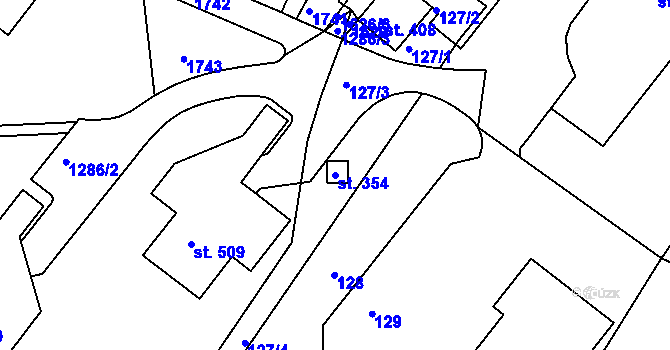 Parcela st. 354 v KÚ Nový Hrádek, Katastrální mapa