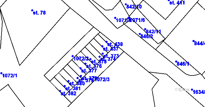 Parcela st. 373 v KÚ Nový Hrádek, Katastrální mapa