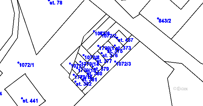 Parcela st. 376 v KÚ Nový Hrádek, Katastrální mapa