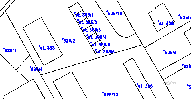 Parcela st. 385/6 v KÚ Nový Hrádek, Katastrální mapa