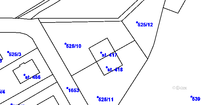 Parcela st. 417 v KÚ Nový Hrádek, Katastrální mapa