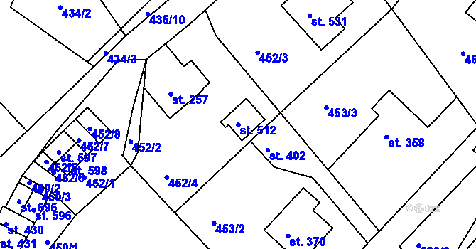 Parcela st. 512 v KÚ Nový Hrádek, Katastrální mapa