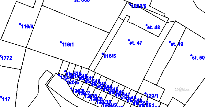 Parcela st. 116/5 v KÚ Nový Hrádek, Katastrální mapa