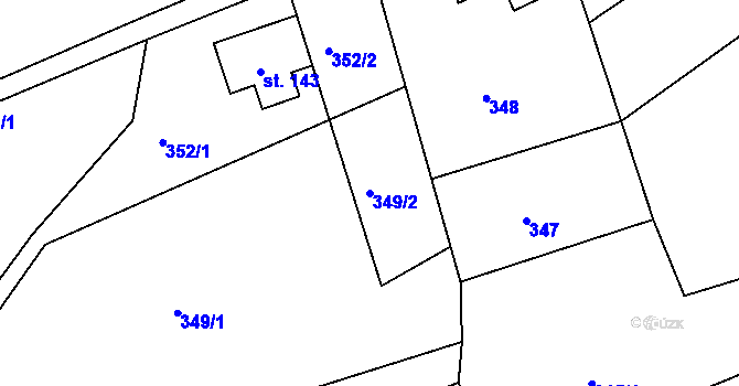 Parcela st. 349/2 v KÚ Nový Hrádek, Katastrální mapa