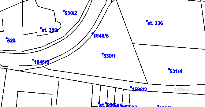 Parcela st. 530/1 v KÚ Nový Hrádek, Katastrální mapa