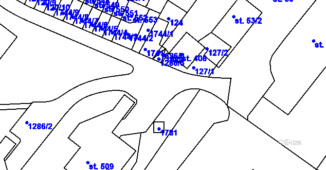Parcela st. 127/3 v KÚ Nový Hrádek, Katastrální mapa