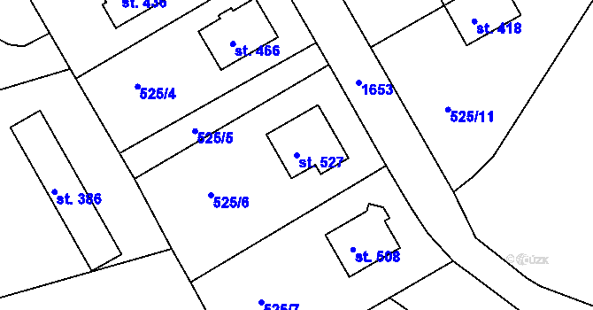 Parcela st. 527 v KÚ Nový Hrádek, Katastrální mapa
